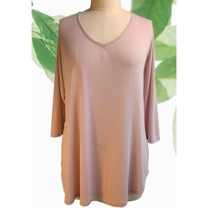 Bobbie Brooks Sz 3X Blush V-Neck 3/4 Sleeve Strappy Back High-Low Tunic